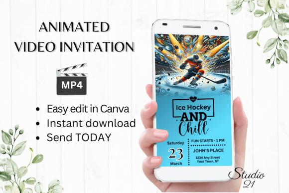 Animated Ice Hockey Party Invitation: A Dynamic Digital Template