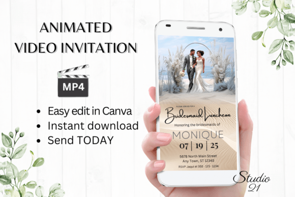 Beach Bridesmaid Luncheon W4807BL: A Digital Invitation Template