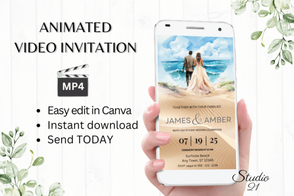 Beach Wedding Invitation W8803: Your Animated Evite Solution