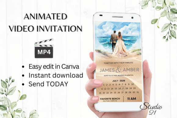 Beach Wedding Invitation W8803B: A Modern Digital Evite