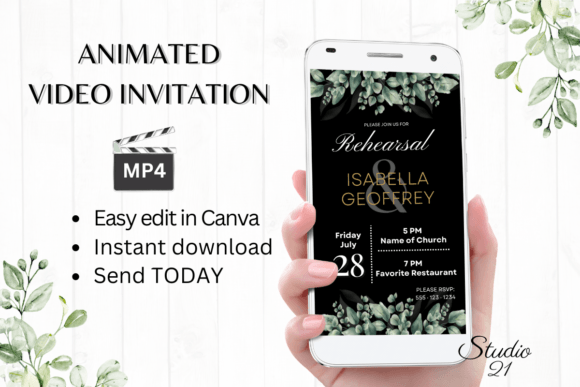 Classic Rehearsal Dinner Invite W7409: Elegant Animated Invitations