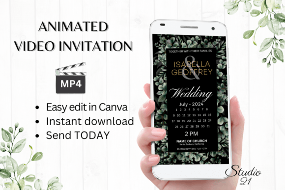 Classic Wedding Invitation W8401B: A Digital Template for Modern Nuptials