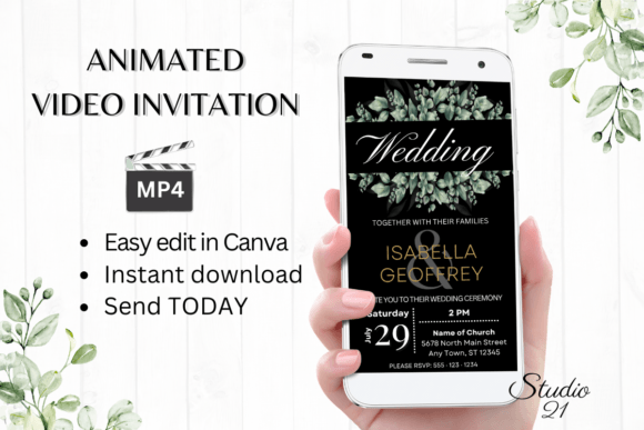 Classic Wedding Invitation W8407: A Digital Design for Modern Celebrations