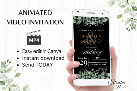 Classic Wedding Invitation W8409: A Digital Template for Modern Celebrations