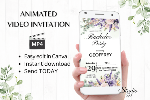 Digital Bachelor Party Invite W5412: Animated Evite for Modern Celebrations