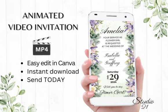 Digital Flower Girl Proposal W3414FG: A Modern Script for Digital Invitations