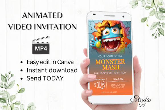 Digital Monster Mash Birthday Evite: Your Instant Party Starter