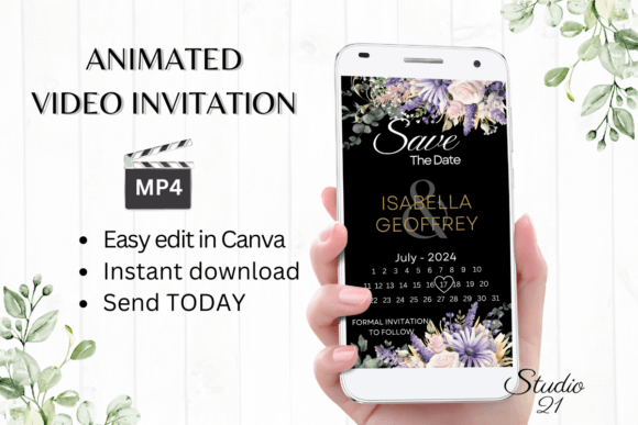 Digital Save the Date W2413B: A Modern Animated Invitation Template