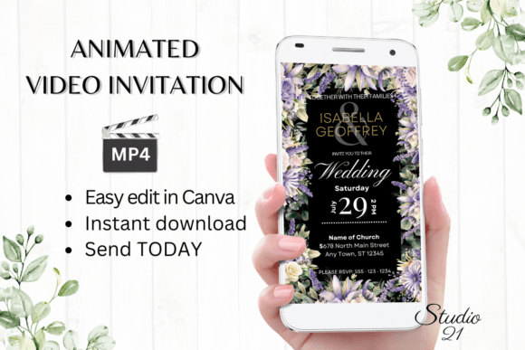 Digital Wedding Invitation W8411: Your Animated Evite Solution