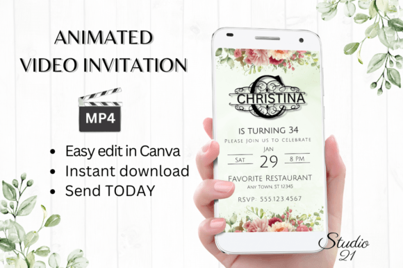 Electronic Invite (Monogram Letter C): Instant Animated Style