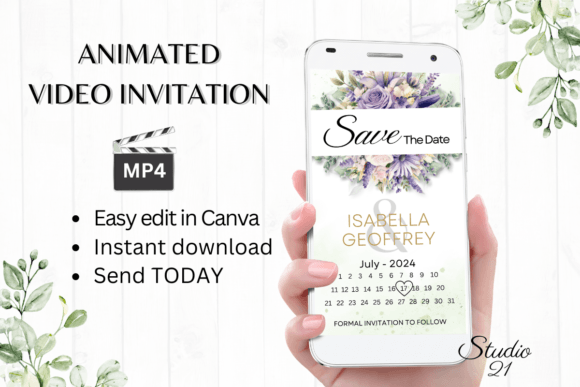 Modern Motion: The Digital Save the Date W2416B Template