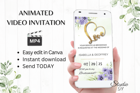 Purple Bridesmaid Proposal W3510M: A Creative Font for Modern Invites