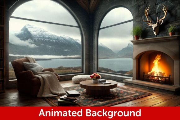 Room with a Rainy Mountain View 4K Loop: A Calming Visual Asset