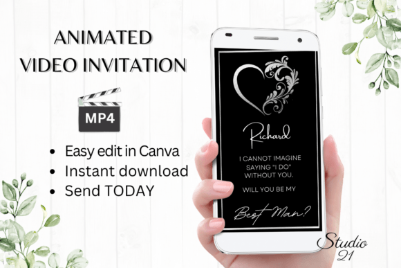 Silver Best Man Proposal W3931BM: A Display Serif for Elegant Invitations