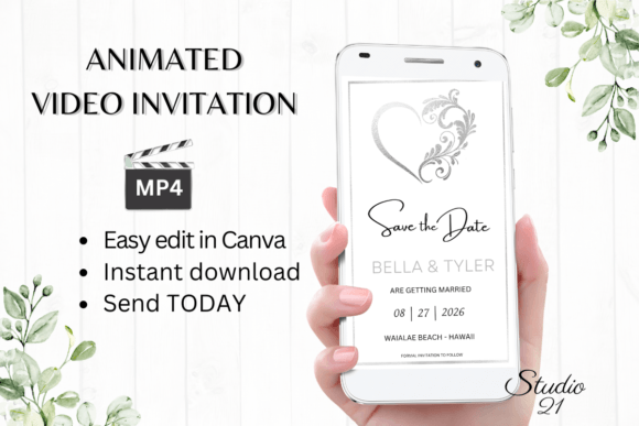 Silver Save the Date Invite W2930: A Digital Animated Solution
