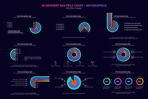 Visualize Data with Dark Multiple 4k Gradient Pie